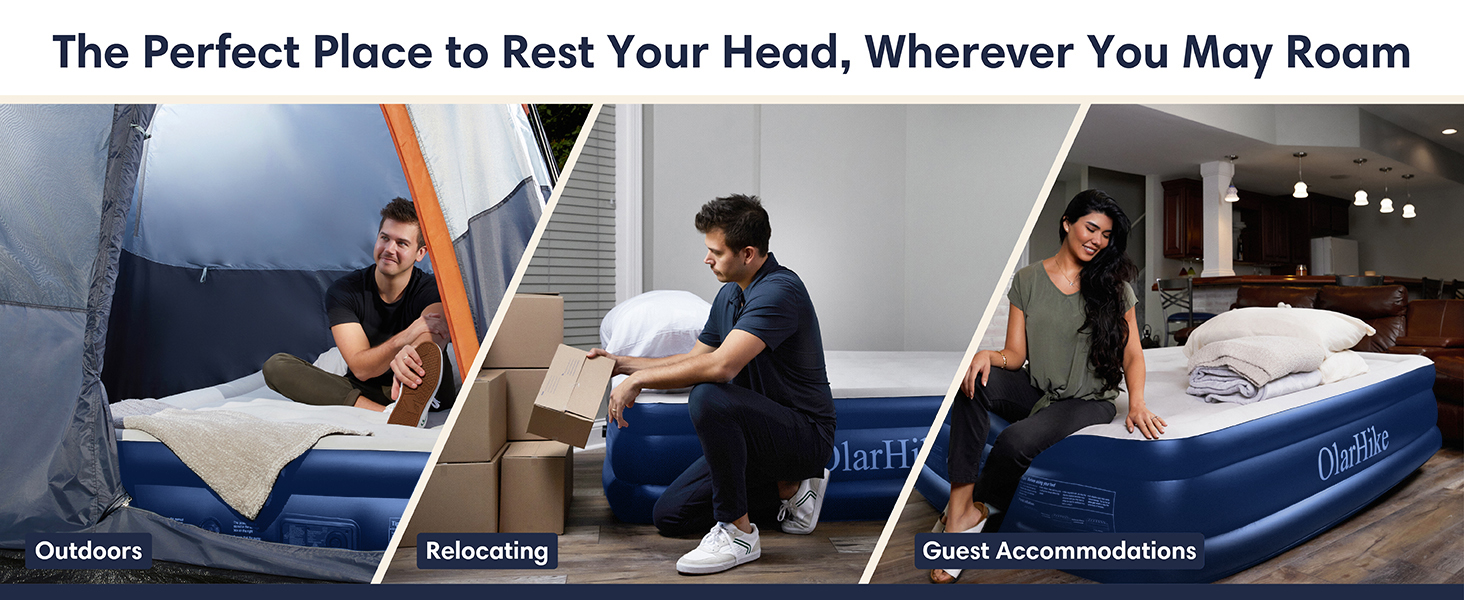 OlarHike King Inflatable Air Mattress, Air Bed with Builtin Electric