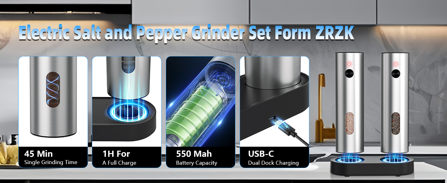 electric salt and pepper grinder set