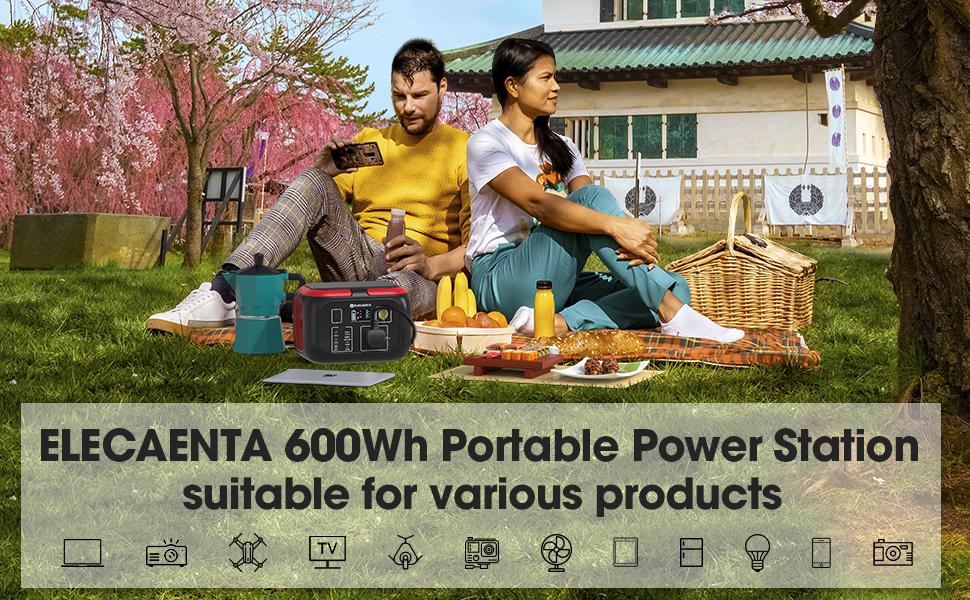 ELECAENTA Portable Generator 600Wh/160000mAh Power Station Backup Emergency Power Supply