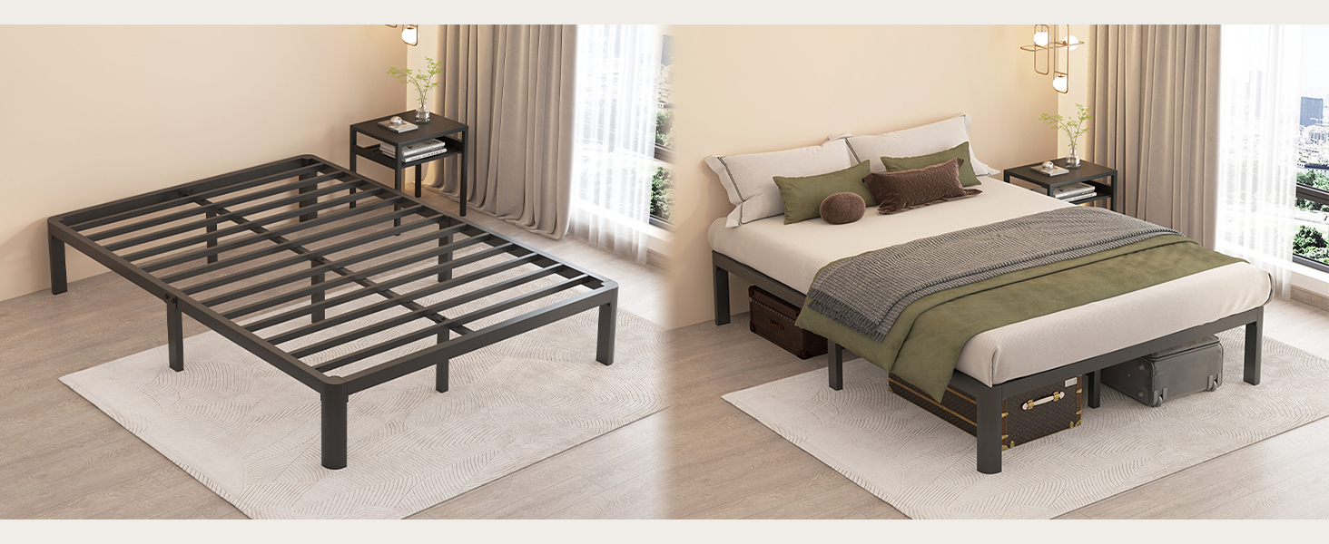 MAF 14 Inch California King Metal Platform Bed Frame with Round Corner Legs, 3000