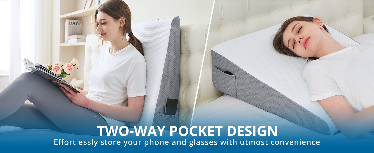 SASTTIE Wedge Pillow for Sleeping, 7.5 Inch Memory Foam Incline