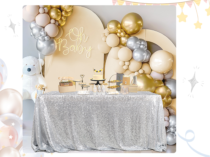 Silver Sequin Tablecloth