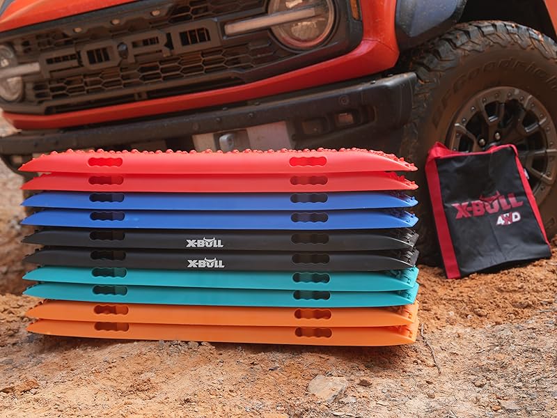 XBULL New Recovery Traction Tracks Sand Mud Snow Track Tire Ladder 4WD (Orange