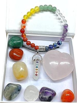Steinfixx Handmade Schmuck Edelstein Armband Chakra Schmuck Rosenquarz Herz Energie Heilung Kette