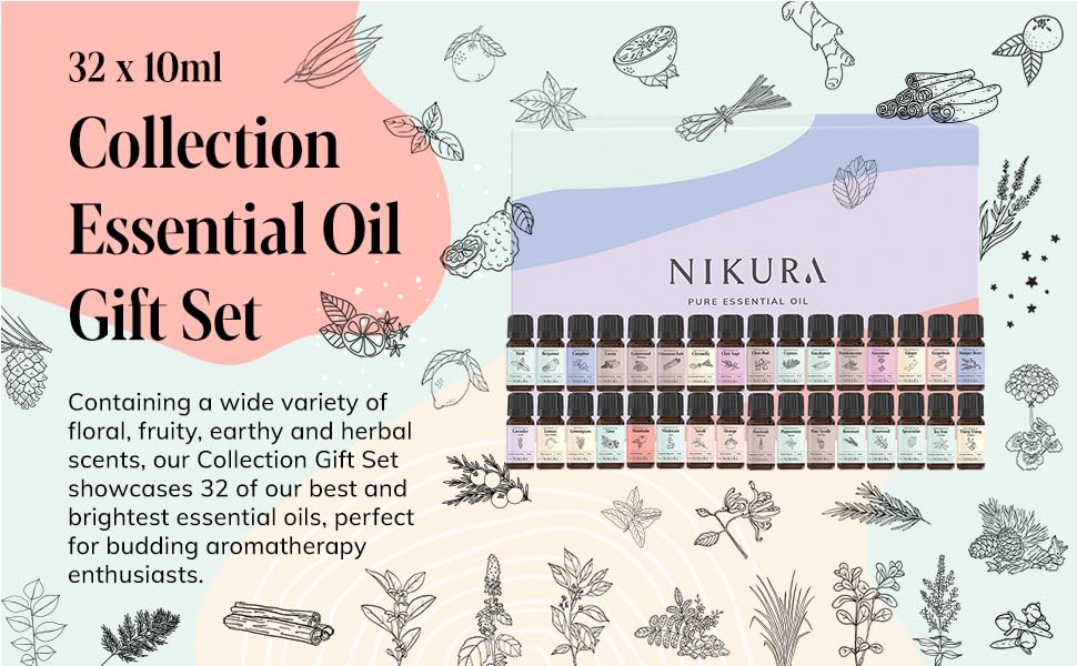 Nikura Collection of Pure Essential Oils 32 x 10ml Essential Oils