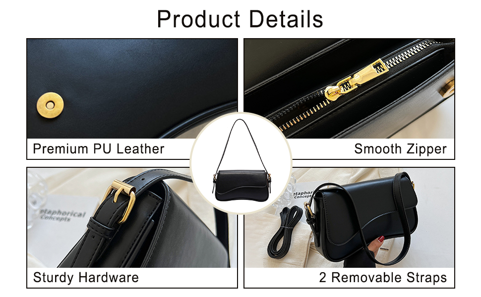 Premium leather shoulder bag with 2 removable strap 