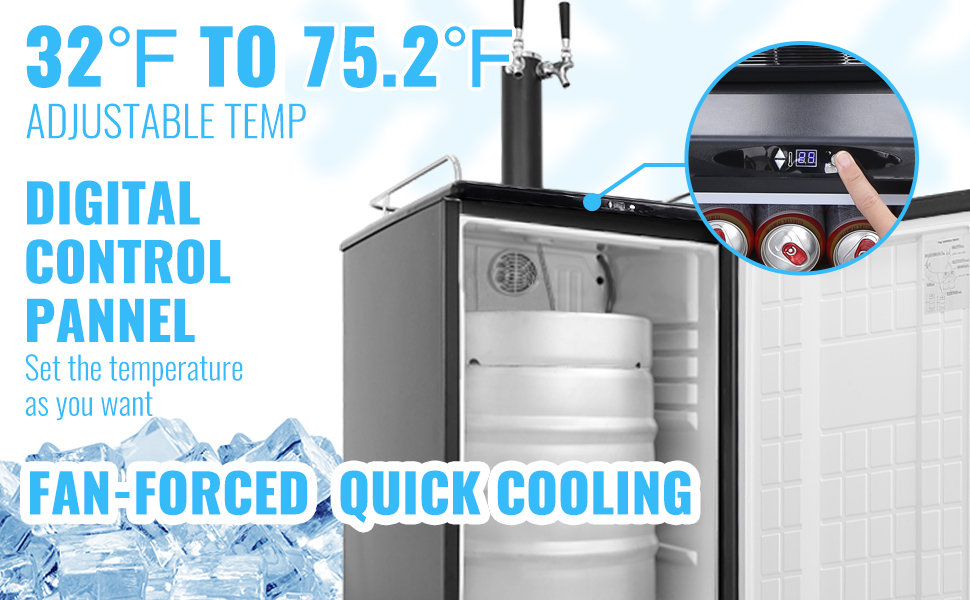 VEVOR Beer Kegerator, Dual Tap Draft Beer Dispenser, Full Size Keg