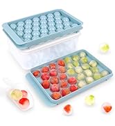Ice Cube Trays with Lids for Freezer, 66 Sphere Ice Cube Tray with Bin Easy Release for Iced Coff...