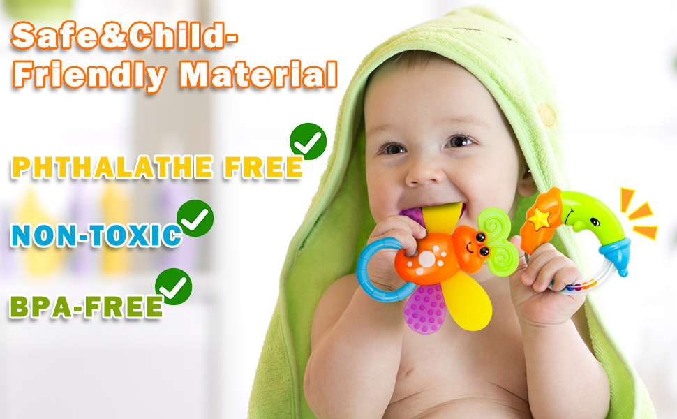 9pcs Baby Toys 06 Months Rattle Teether Set Baby Toy Sensory Baby Toy
