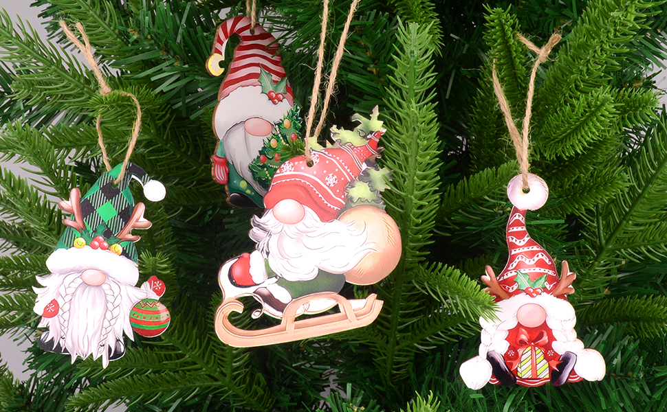 Christmas goblin wooden ornament