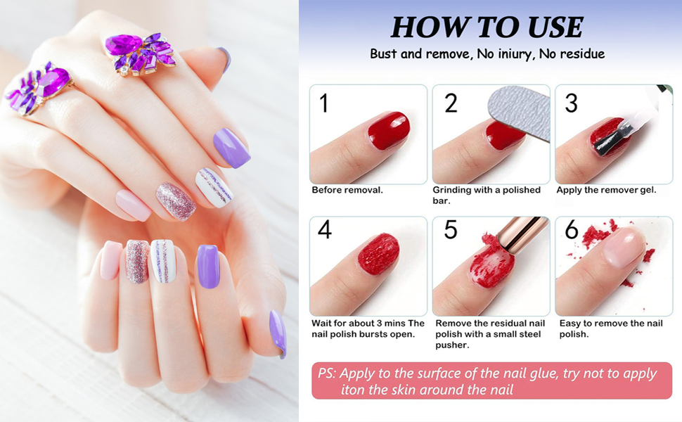 KAIYOCA Gel Nail Polish Remover 15ml, with Cuticle Pusher and Nail