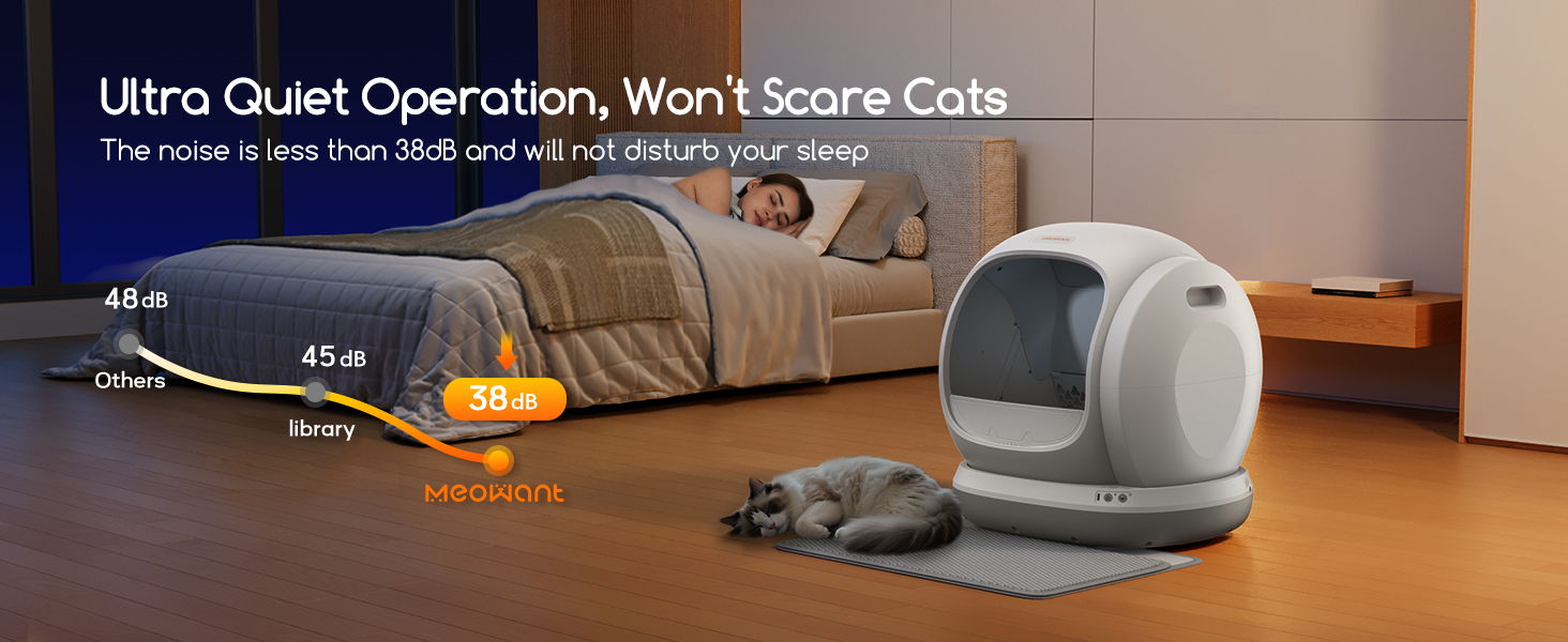 Meowant Self Cleaning Litter Box, Multi-Cat Compatible, Automatic Cat Litter Box Self Cleaning