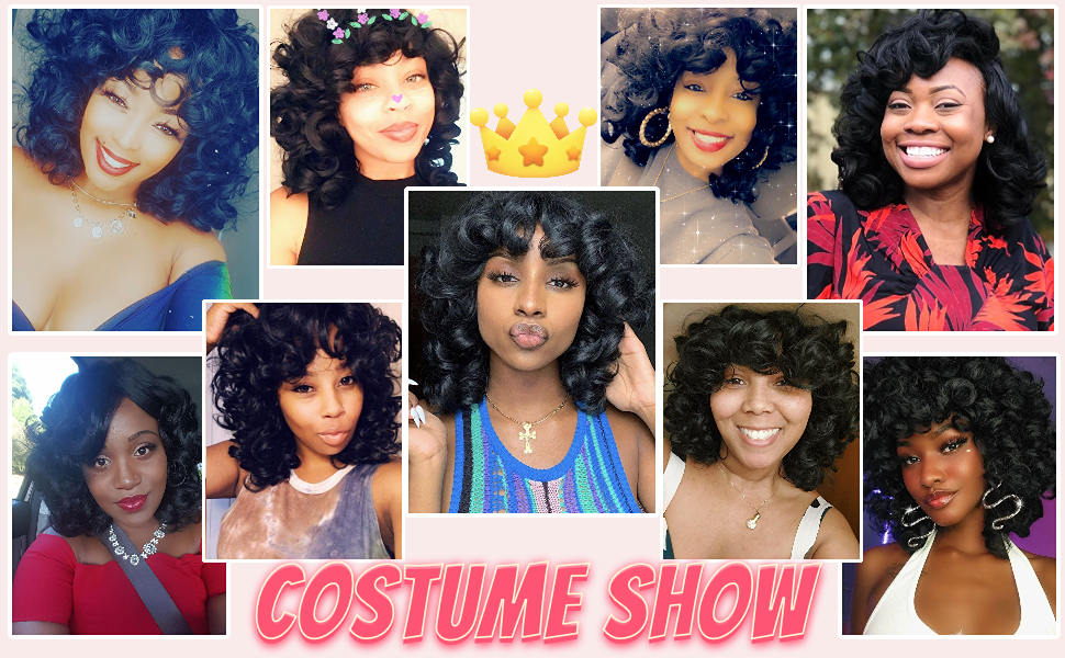 ELIM Curly Wigs for Black Women Short Kinky Curly Black