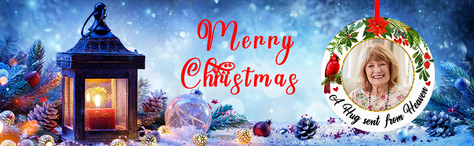 Red Cardinal Christmas Ornament Picture Frame in Memory of Loved One Cardinal Ornament Photo Frame