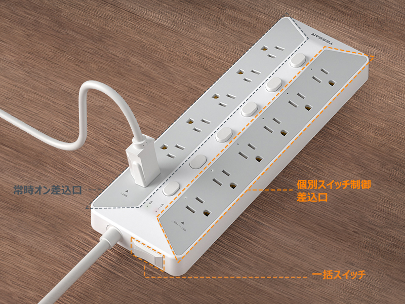 Amazon.co.jp: 電源タップ スイッチ付き 延長コード 2m