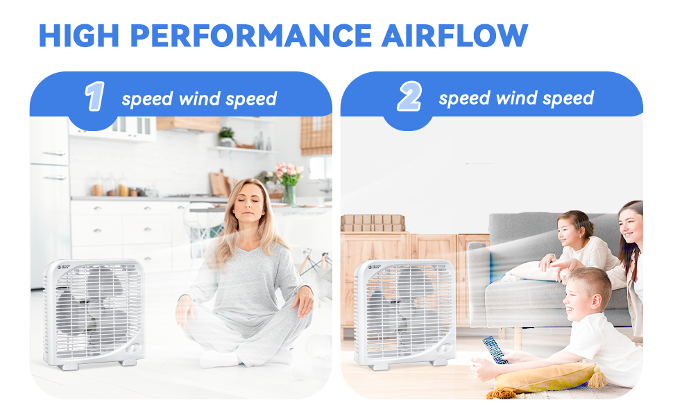 BEYOND BREEZE Box Fan, 9 inch 2 Speeds Table Fan with
