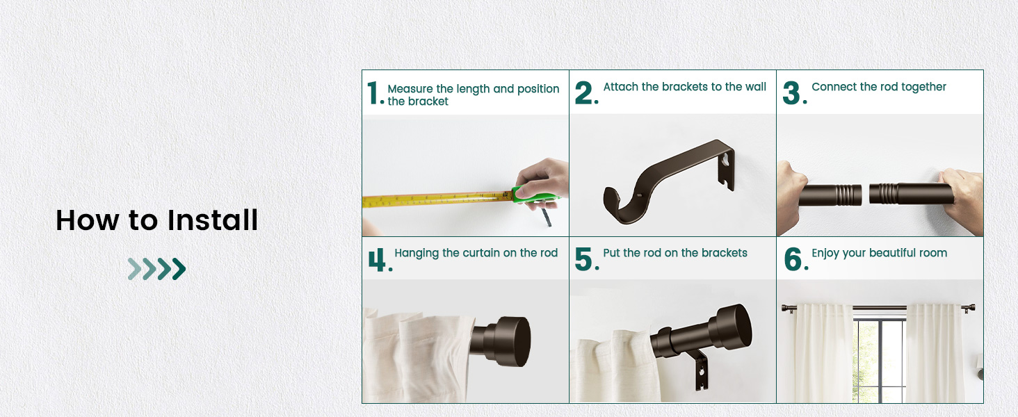 Curtain Rods for Windows 66 to 120, 1 Inch Adjustable