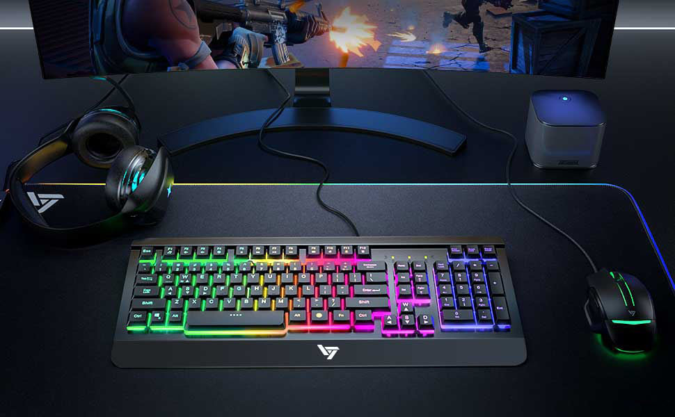 ComputerLEDLightUpGamingKeyboardUSBWired, Ergonomic Keyboard
