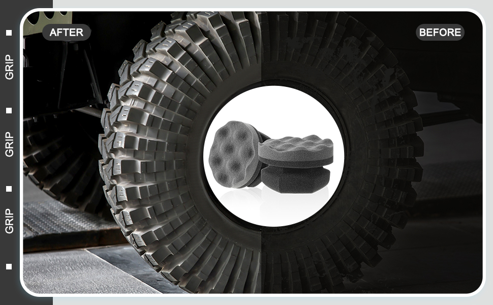 6 Pcs Tire Hex Grip Dressing Applicator Washable Tire Shine Applicator Dressing Pad Car Detailing Foam Sponge Reusable Tire Cleaner Sponge for No Slip Tire (Black, Red, Blue, 3.15 Inch Diameter) 22 1