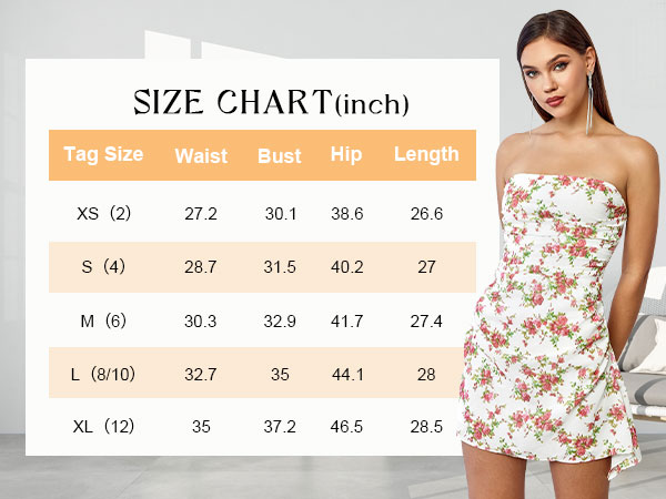 Amazon.com: Parthea Womens Floral Dress Y2K Strapless