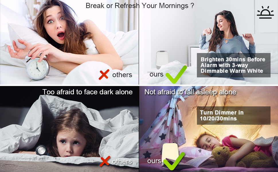 winshine Touch Wake Up Night Light with Sunrise Simulation Alarm Clock