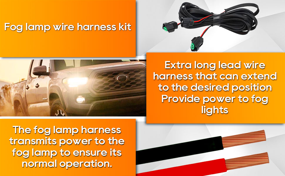 AUTOVIC Fog Light Wiring Harness Kit Fog Lamp Wire Harness Kit Fog Lamp Extension