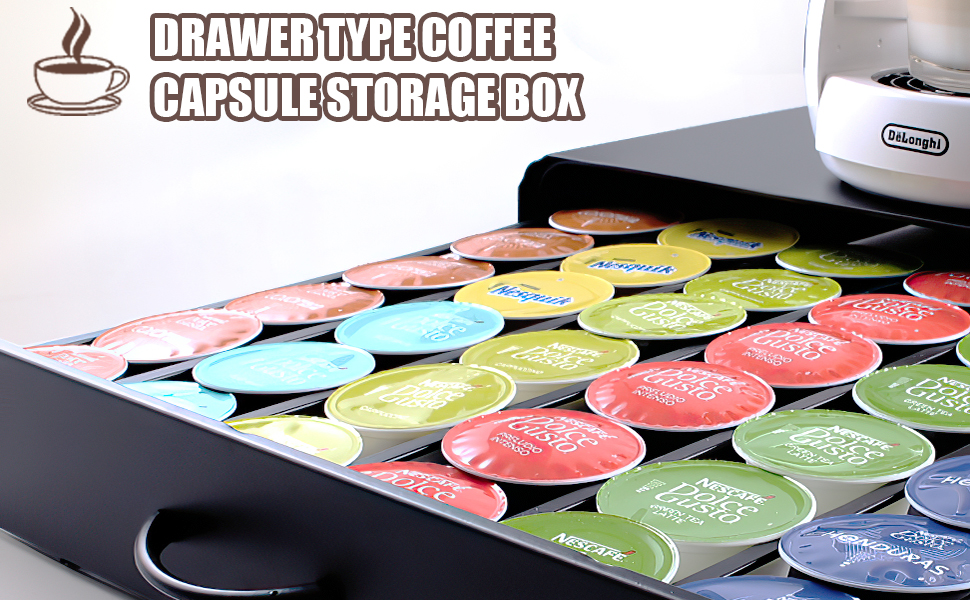 Rness Coffee Capsule Holder, Coffee Capsule Drawer, Cafe Pod Storage