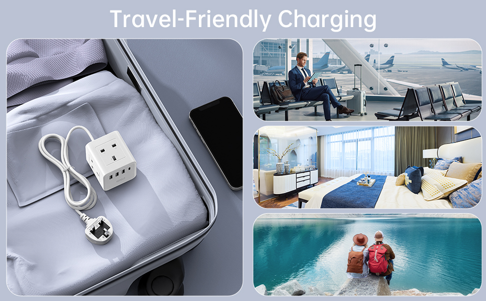 Cube Extension Lead with 4 USB Slots, Kemelo 4 Way (13A/3250W) Multi