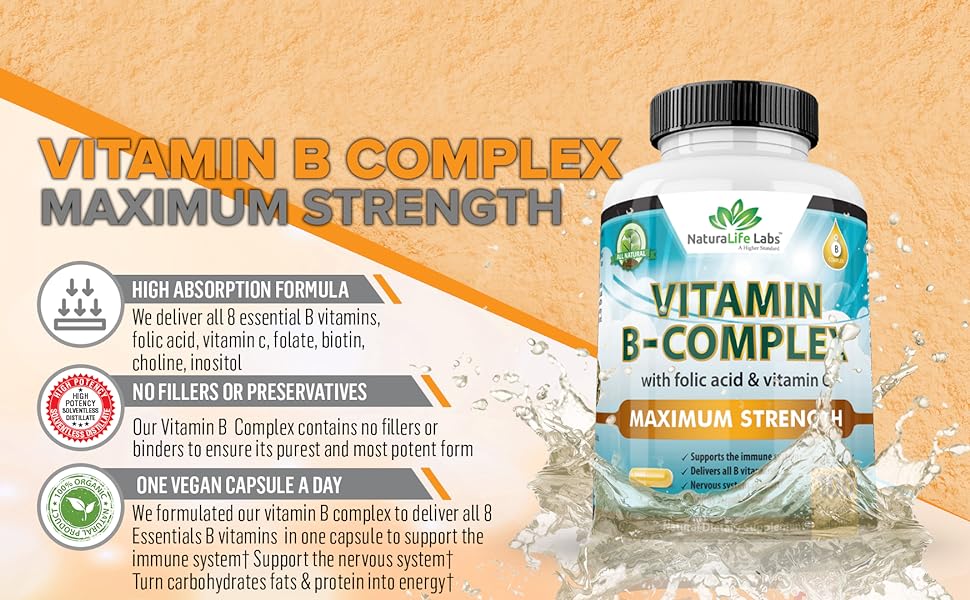 Vitamin B Complex with Vitamin C and Folic Acid B12, B1
