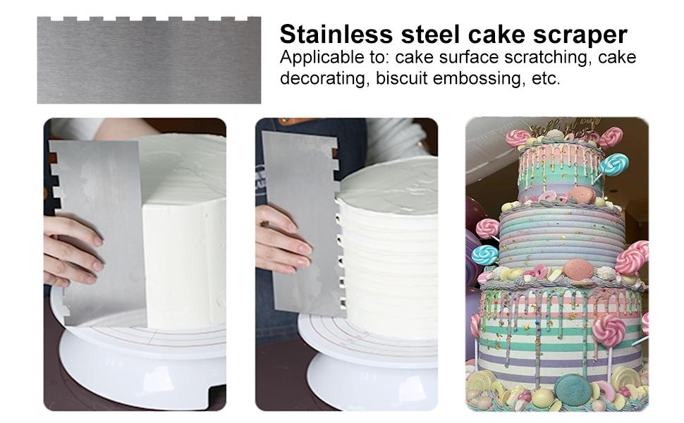 Cake Scraper Smoother Cake Decorating Supplies Kit 9 Inch Metal Bench Scraper for Baking