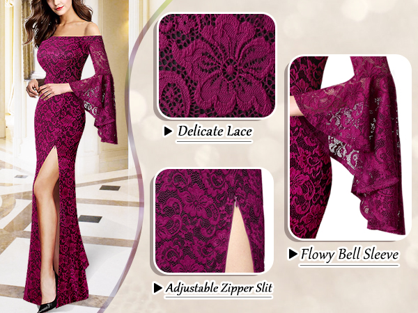 Amazon.com: VFSHOW Womens Floral Lace Off Shoulder Bell