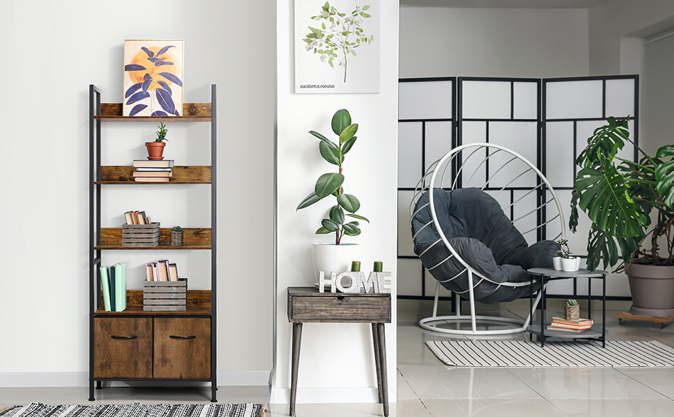 LIANTRAL 5 Tier Bookshelf with Drawers Home & Kitchen