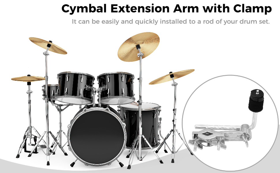 Cymbal Extension Arm, Cymbal Extension L Rod with Clamp