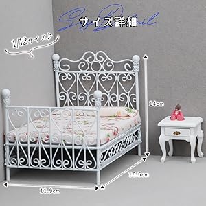 Amazon | moin moin ミニチュア 家具 1/12 1:12 ドールハウス ベッド Amazon | moin moin ミニチュア 家具 1/12 1:12 ドールハウス ベッド
