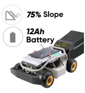 Mowrator Remote Control Lawn Mower S1 4WD 12Ah, Robot Lawn Mower No Wire with 1.5-4.3 Inch Cuttin...