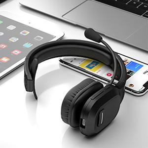 Grey pixel button with bluetooth, time, mute, and microphone icons for ear headset.