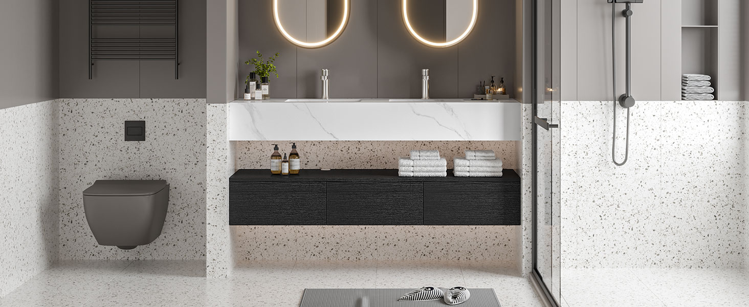 DWVO Floating Vanity Bathroom 60 Inch Wall Mounted Bathroom