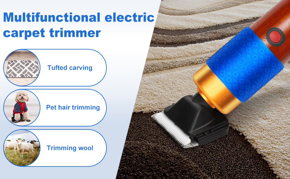 Carpet Trimmer with Shearing Guide, Rug Tufting Carver Clippers, Low Noise 6Speed