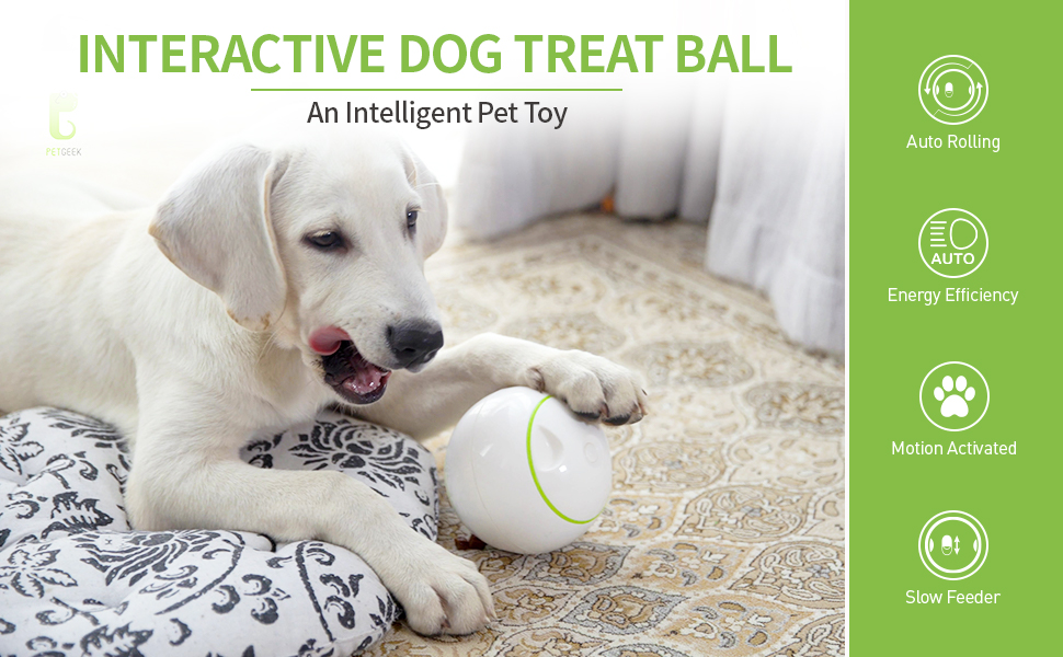 Pet Supplies PETGEEK Interactive Dog Treat Ball, Automatic Treat Dispensing Dog Toys Slow