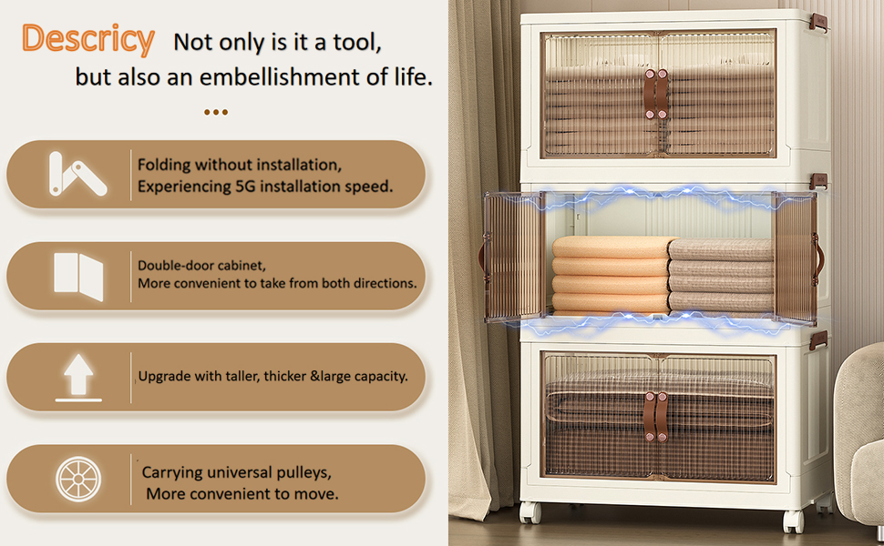 Desricy Plastic Storage Bins with Lids 55QT, Stackable