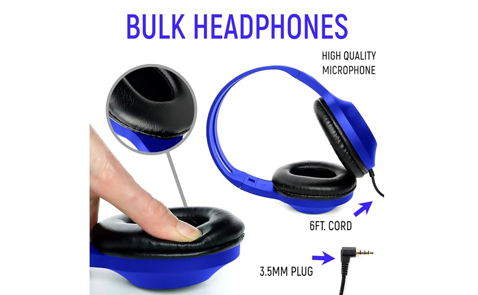 Eduvy Bulk Headphones for Classroom with Microphone, Heavy