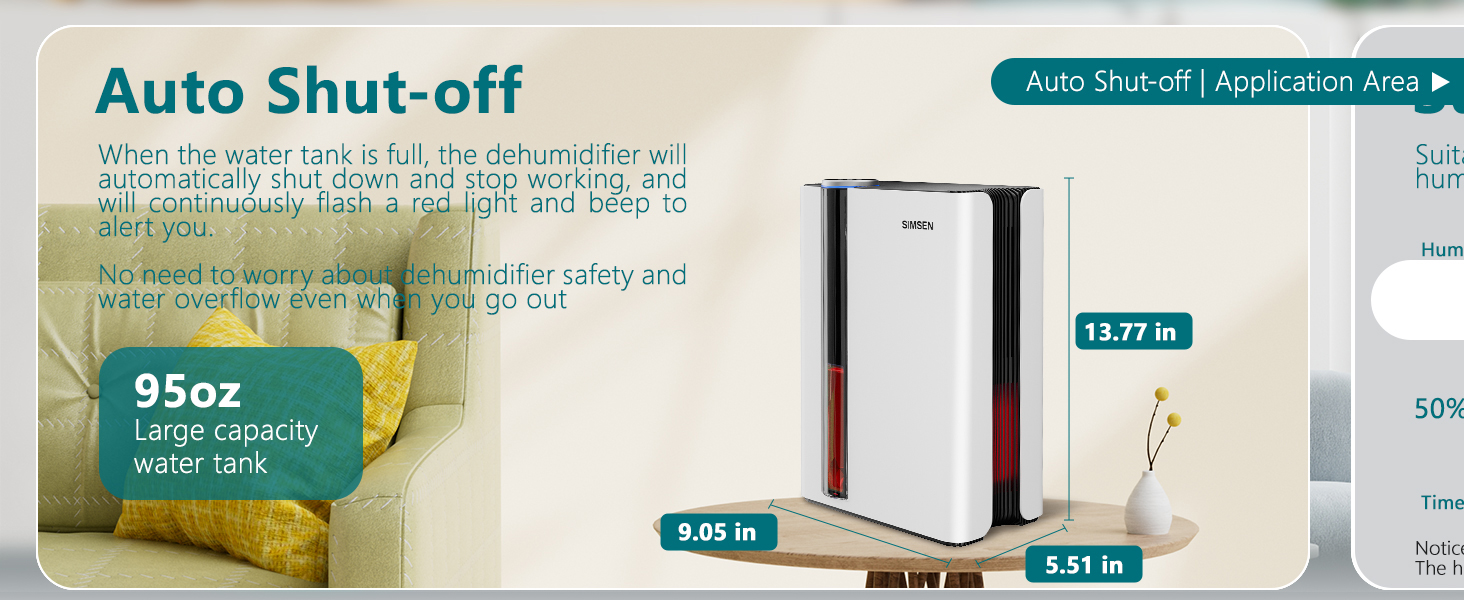 SIMSEN 95oz Dehumidifiers for Home, 800 sq ft Quiet