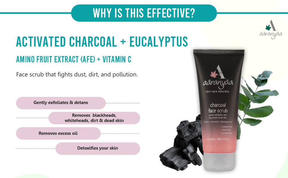 Aaranyaa Charcoal Face Scrub (100gm) Exfoliate Scrub With Activated