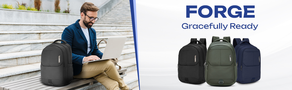 Safari Forge 34L Laptop Backpack, 3 compartments, Raincover, Antitheft pocket, Trolley Sleeve, Organizer, Bottle holder, Front pocket, College bag, school bag, Formal backpack 2 .