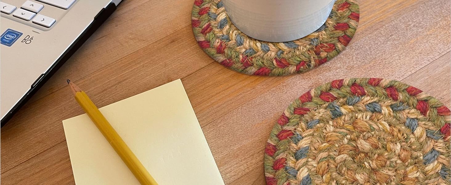 drink coasters drinks coffee table cup coaster woven braided water absorbing cups jute set