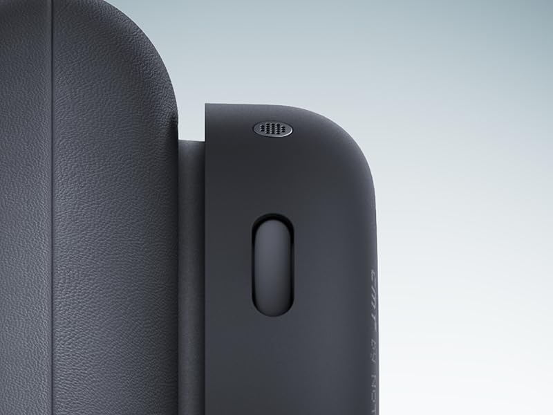 Close-up sequence showing details of a black electronic device or component, focusing on curved edges and button or port details against a light background.