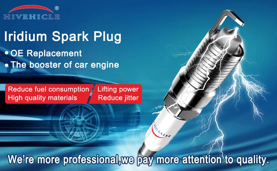 HiVehicle V7414 Iridium Spark Plugs Replacement of LKAR6AIX1191187