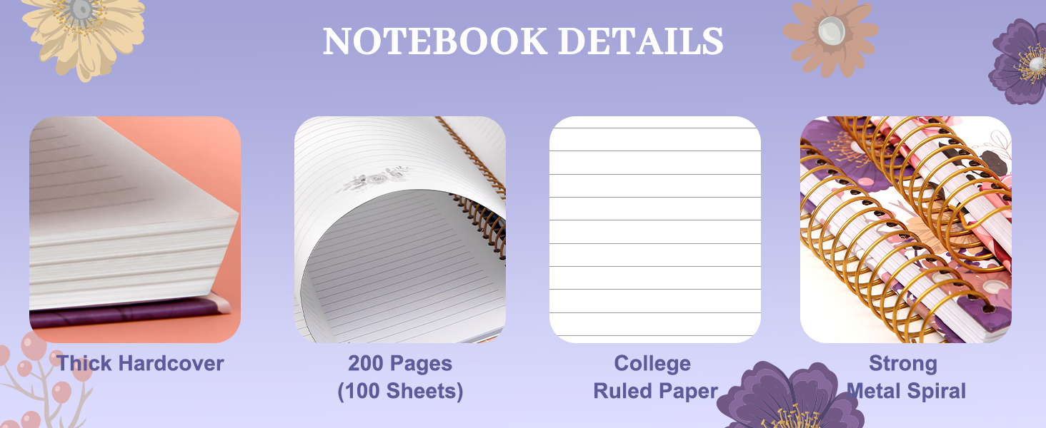 CAGIE Hardcover Spiral Journal Notebook 8.5 x 11, 200