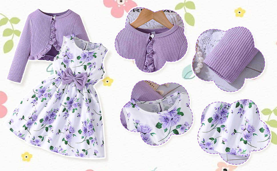 Little Girls Dresses with Cardigan Sets