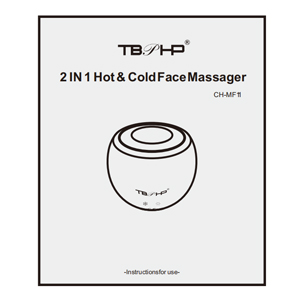 Spherical 2-in-1 hot and cold face massager device. White product image on packaging with text 'TB/HP 2 IN 1 Hot & Cold Face Massager'.